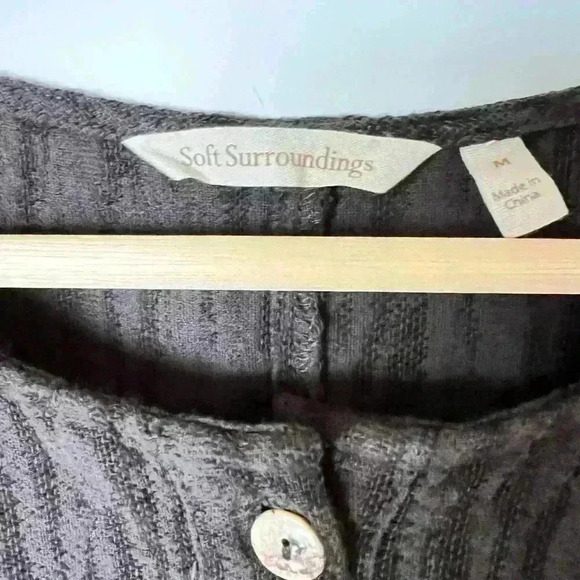 Soft Surroundings Ellis Grey Black Tiger Stripe Button-Down Tunic - Picture 3 of 5